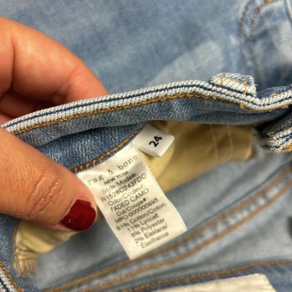 Rag & Bone Cate Mid-Rise Skinny Camo Slim Fit Ankle Light Indigo Jeans size 24 - Picture 11 of 16